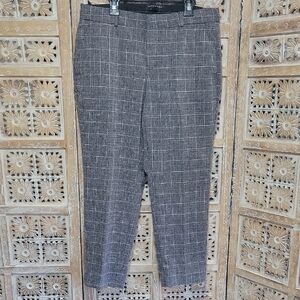 Banana Republic Women's Avery Black/Gray and White Plaid Cropped Pants